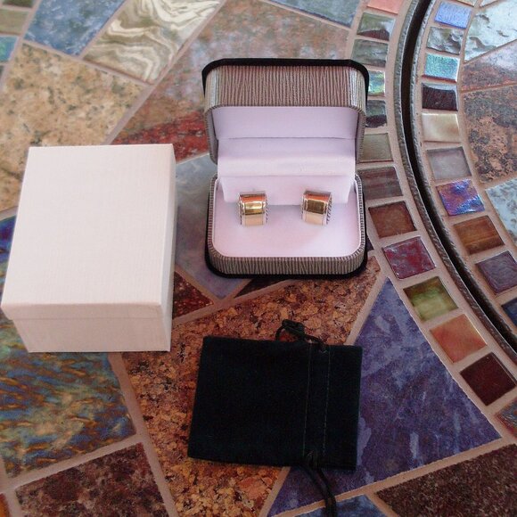 Retired David Yurman Cable Classic Cufflinks - 18K/925 - Gift Boxed - Picture 2 of 8